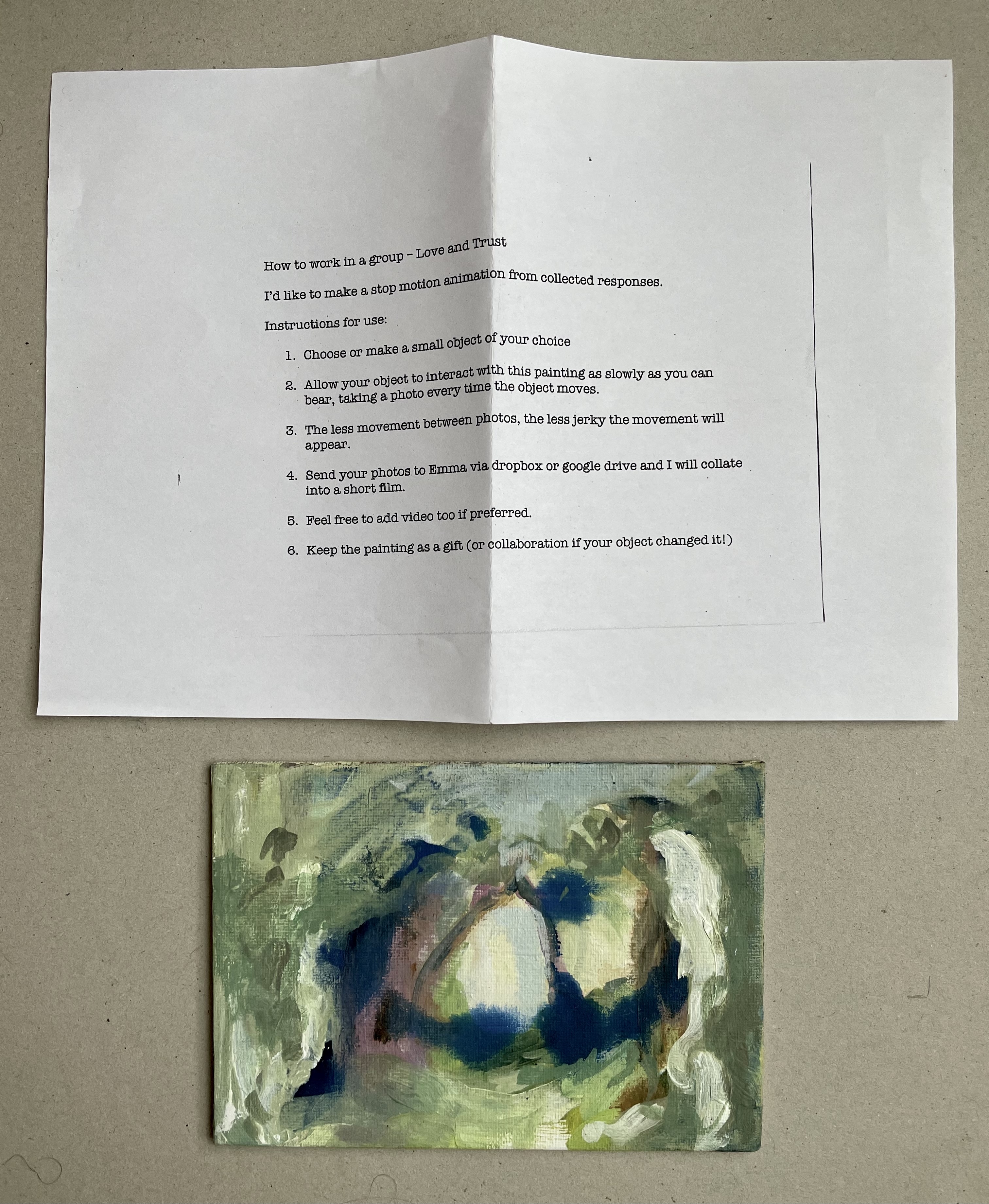 The instructions and painting I received in the post